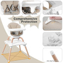 Baby High Chair, 7 in 1 Convertible High Chairs for Babies and Toddlers, Kids Learning Table, Building Block Table, Toddler Dining Chair with 360° Rotating Seat, 5-Point Safety Harness (Khaki) by TinyTreasures Baby Boutique
