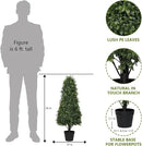 3ft Artificial Boxwood Topiary Trees (Set of 2) - UV Resistant Faux Plants Outdoor, Realistic 36" Fake Cone Bushes and Shrubs for Front Porch, Planter, Patio - Low Maintenance & Evergreen by GreenHaven Gardens