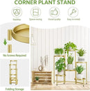 iDavosic.ly 6 Tier Large Plant Stand Indoor, 10 Inch Wide Tall Corner Metal Plant Stands Outdoor for Multiple Plants, Folding Tiered Flower Display Holder Rack Shelf, Gold by GreenHaven Gardens