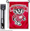 College Flags & Banners Co. Wisconsin Badgers Bucky Garden Flag with Stand Holder by GreenHaven Gardens