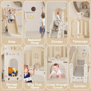 YUFU 8 in 1 Toddler Slide Set, Kids Slide for Toddlers Age 1-3, Toddler Playset with Climber, Basketball Hoop and Ball, Outdoor Indoor Playground for Toddlers 1-3 (Beige+Coffee) by TinyTreasures Baby Boutique