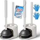 2Pack 2 in 1 Toilet Brush and Plunger Set, Extended Handle Plunger，Toilet Bowl Brush Plunger Set,Bathroom Cleaning Tools ，Toilet Brush Plunger Combo，Cleaning Supplies（Cream Grey） by CozyNest Decor