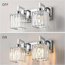Modern Bathroom Vanity Light 2-Lights Chrome Crystal Wall Lamp Bathroom Modern Crystal Vanity Lighting by CozyNest Decor