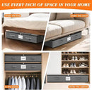 SpaceWhisper 90L Under Bed Storage Containers, 4-Pack Storage Bins with Clear Top, Foldable Closet Organizers and Storage with Label Holder for Clothing, Blankets, Comforter & Pillows (Grey) by CozyNest Decor