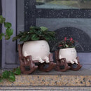 Smily Face Planter Pot Cute Resin Flower Head Planters for Indoor Outdoor Plants Unique Sitting Rocking Chairs Succulent Pots for String of Pearls Plant Live Gift Ideals with Drainage Hole by GreenHaven Gardens