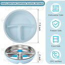 Nuogo 1 Pcs Stainless Steel Baby Suction Plates with Removable Silicone Shell 2-in-1 Metal Toddler Bowl Divided for Picky Eaters Kids Feeding Led Weaning Supplies, Dishwasher Safe (Light Blue) by TinyTreasures Baby Boutique