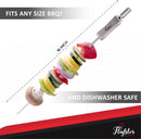 "FLAFSTER KITCHEN BBQ Skewers for Grilling - 16" Stainless Steel Flat Kebab Sticks with Push Bar, Reusable Metal Shish Kabob Skewers, Set of 6" by GreenHaven Gardens