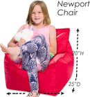 Posh Creations Bean Bag Chair Structured Comfy Seat Use for Gaming, Reading and Watching TV, Newport, Red by TinyTreasures Baby Boutique