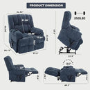 Dual Motor Power Lift Recliner Chair with Massage and Heat for Elderly People, Infinite Position, Dark Blue Recliner Chair, Chenille Fabric Lift Chair by CozyNest Decor
