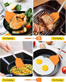 Pack of 2 Silicone Solid Turner, Non Stick Slotted Kitchen Spatulas, High Heat Resistant BPA Free Cooking Utensils, Ideal Cookware for Fish, Eggs, Pancakes (ORANGE) by CozyNest Decor