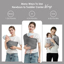 Baby Wrap Carrier, Lightweight Baby Wearing Wraps for Newborn and Infant, Soft Swaddle Holder Carrier, Cozy Baby Sling 7-35 lbs Grey by TinyTreasures Baby Boutique