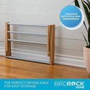 BirdRock Home Wooden Clothes Drying Rack | 3-Tier Foldable Bamboo Laundry Stand | Water-Resistant, Fully Assembled, Collapsible Indoor/Outdoor Dryer for Hanging Clothes | Grey by CozyNest Decor
