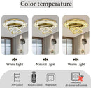 Flashing God Large Crystal Chandelier Dia 48" Gold Chandelier Flush Mount Ceiling Light for Bedroom Living Room Dining Room Hallway Dimmable 3 Rings LED Celing Lighting Fixtures by CozyNest Decor
