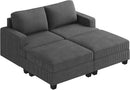 Nolany Corduroy Sectional Couch with Storage Ottoman, Sleeper Sectional Sofa, Modular Sectional Couches for Living Room, Dark Grey by CozyNest Decor