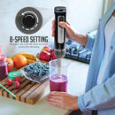 OVENTE Cordless Immersion Hand Blender, Rechargeable Handheld Portable Stick Mixer with 8 Mixing Speed Option, One-Touch Control and Stainless Steel Blades for Smoothies, Shakes or Soups, Black HR781B by TinyTreasures Baby Boutique