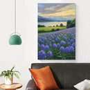 The lavender scenery all over the lake at sunset is suitable for posting in the living room bedroom office landscape poster wall painting by CozyNest Decor