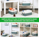 Bidtakay Small Storage Baskets for Shelves 3 Pack Fabric Storage Bins for Organizing Linen Collapsible Organizer for Closet-Deep Green by TinyTreasures Baby Boutique