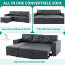 Naomi Home Transform Any Space: Sleeper Sectional Sofa with Convertible Sofa Bed & Inviting Chaise. Find Tranquil Comfort with Stress-Relieving Design & Durable Cushions - Dark Gray/Air Leather by CozyNest Decor