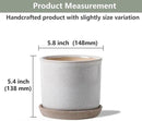 5.8 Inch Plant Pot: Ceramic Planter with Drainage Hole & Saucer - Cylinder Round Flowerpot for Indoor & Outdoor Plants - with Separate Tray for Home & Office - Retro Style, Grey by GreenHaven Gardens