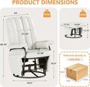 JIASTING 360° Swivel Leather Recliner Chair with Ottoman & Double Side Pockets, Nursing Glider Rocking Recliner Chair, Gliding Chairs for Nursery, Living Room, Office, Bedroom, Metal Frame (White) by TinyTreasures Baby Boutique