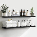 LaVie Home Floating Shelves, 36 Inch Wall Shelf Set of 2, Hanging Shelf with Invisible Brackets, Wall Decor for Bathroom, Bedroom, Living Room, Kitchen Storage, Classic Black by CozyNest Decor