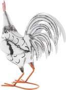 Deco 79 Metal Rooster Decorative Garden Sculpture Garden Statue with Black and Red Accents, Outdoor Sculpture 6" x 16" x 18", White by GreenHaven Gardens