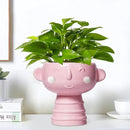 Smiley Face Planter - 7 Inch Ceramic Head Planter for Indoor Outdoor Plants, Cute Succulent Pots with Drainage Hole, Decorative Flower Pots, Home Room Desk Decor, Birthday Gifts, Bright Pink by GreenHaven Gardens