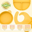 Silicone Baby Feeding Set 6 Pcs, Baby Led Weaning Supplies, Baby Feeding Supplies Set BPA Free, Baby Essentials for Newborn Gift Yellow by TinyTreasures Baby Boutique