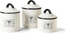 American Atelier Canister Set 3-Piece Ceramic Jars in Small, Medium, Large with Airtight Lids for Cookies, Candy, Coffee, Flour, Sugar, Rice, Pasta, Cereal & More (Farm Fresh) by CozyNest Decor