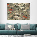 Asian Tapestry, Japanese Red Landscape, Bedroom & Living Room Decor, 40"x30" by CozyNest Decor