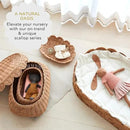 BEBE BASK Premium Baby Changing Basket - Artisan-Crafted Scalloped Rattan - Changing Basket for Baby Dresser - All Accessories Included - Complete Set for Nursery (Mocca) by GreenHaven Gardens