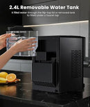 Nugget Ice Maker Countertop, 44lbs/24H Soft Chewable Pellet Ice Maker Machine Dispenser with Water Reservoir, Self-Cleaning, Pebble Ice Machine for Home Kitchen, Office, Black Stainless by CozyNest Decor