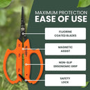 Saboten Japan 6.3" Automatic Japanese Harvesting Shears - Fine-Tipped Angled Blade, Magnetic Springless Action, Stainless Steel with Fluorine Coating, Ergonomic Grip - forest Originals, Made in Japan by GreenHaven Gardens