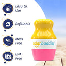 Solar Buddies Sunscreen Applicator - Single Pink - Refillable Roll on Sponge Sunscreen, Suncream & Lotion Applicator For Kids, Adults & Families - Holds 3.4fl oz, Perfect Size for Travel by TinyTreasures Baby Boutique