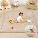 1.3" Thick Baby Play Mat for Floor Playpen, 50x50 Foam Tummy Time Mat, Padded Support Soft Plush Nursery Rug for Infant Kids Toddler Crawling Kick Activity (Beige) by TinyTreasures Baby Boutique