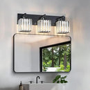 Modern Bathroom Vanity Light 3-Lights Plating Black Crystal Bathroom Wall Light Vanity Light Fixtures by CozyNest Decor