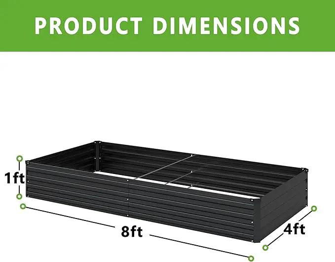 2PCS 8x4x1FT Galvanized Raised Garden Bed Kit,Vegetable Boxes-Rectangle Metal Flower Box,Large Planter Raised Beds Outdoor Garden for Planting,Fruit,Herb-Black, photo 2 of 9