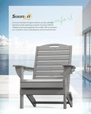 Adirondack Chairs Set of 4, Outdoor Fire Pit Chairs, HDPE All-Weather Adirondack Chairs with Cup Holder, Lawn Chair for Deck, Patio, Garden (Grey)