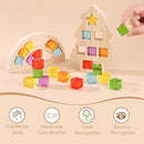 Wooden Building Blocks Set for Kids, Rainbow & Tree Shaped Wood Frame - 24 PCS Rainbow Gem Cubes Stacking Blocks, Montessori Stacking Toy for Toddlers, Early Learning Gifts for Boys Girls 3-6 by TinyTreasures Baby Boutique