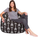 Posh Creations Bean Bag Chair for Kids, Teens, and Adults Includes Removable and Machine Washable Cover, Canvas White Arrows on Gray, 48in - X-Large by TinyTreasures Baby Boutique