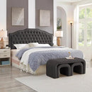 24KF Upholstered Button Tufted King Size Headboard with Nailhead Trim, Elegant Boucle Fabric California King headboard, 6031-K-Boucle-Dark Gray by CozyNest Decor