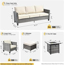 ovios 8 Pieces Patio Furniture Set with 30" Fire Pit Table, Outdoor Wicker Sofa with Comfy Cushions, All Weather High Back Rattan Couch Conversation Set, Beige by GreenHaven Gardens
