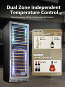 154 Bottle Wine Refrigerator, 24 Inch Wine Fridge Dual Zone with Adjustable Shelf, Wine Cooler with Double Pane Glass Door, Advanced Temp Control, Low Noise, Wide Large Wine Cooler Refrigerator by CozyNest Decor