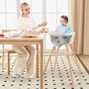 HONEY JOY High Chair, 3-in-1 Eat & Grow Wooden Highchair/Booster Seat/Toddler Chair with Removable Tray, 5-Point Harness, PU Cushion and Footrest for Baby, High Chair for Babies and Toddlers(Beige) by TinyTreasures Baby Boutique
