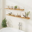 Floating Picture Ledge Shelves 55 Inch Solid Oak Wood Set of 2, Rustic Wall Storage Shelves with Lip, Kids Bookshelf, Photo & Picture Ledge Shelves for Bedroom, Living Room, Kitchen by CozyNest Decor