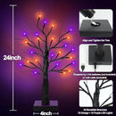 [Timer] 2 Pack 24 Inch Black Halloween Tree with Orange Purple Lights, USB/Battery Operated Light Up Halloween Table Decorations, Spooky Halloween Decorations Indoor Home Mantle Room Party Decor by CozyNest Decor