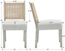 Kmax Farmhouse Dining Chairs Set of 4, Rustic Kitchen Chairs with Linen Fabric Seat and Woven Back, Vintage Accent Chairs for Dining Room, Living Room, Ivory