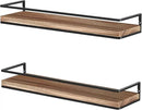 Meangood Floating Shelves Wall Mounted Set of 2, Rustic Wood Wall Storage Shelves for Bedroom,Living Room,Bathroom, Kitchen Torched Wood by CozyNest Decor