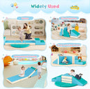 Lischwert Foam Climbing Blocks for Toddlers 1-3, 5pcs Foldable Soft Play Set with Crawling Exploration Toys - Indoor Infant Safe Blocks for Baby Gym & Toddler Playground - Blue by TinyTreasures Baby Boutique