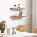 Fun Memories European Pine Floating Shelves for Wall, Mounted Shelf for Decor Storage Set of 2 - Natural Rustic Wooden Wall Shelf for Kitchen Bathroom Living Room Bedroom Farmhouse - Carbonized by CozyNest Decor